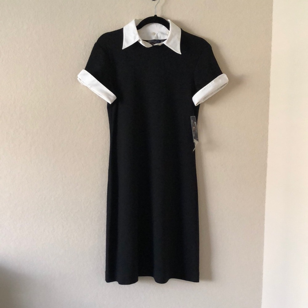 Double Knit, shirt with white collar and trim.